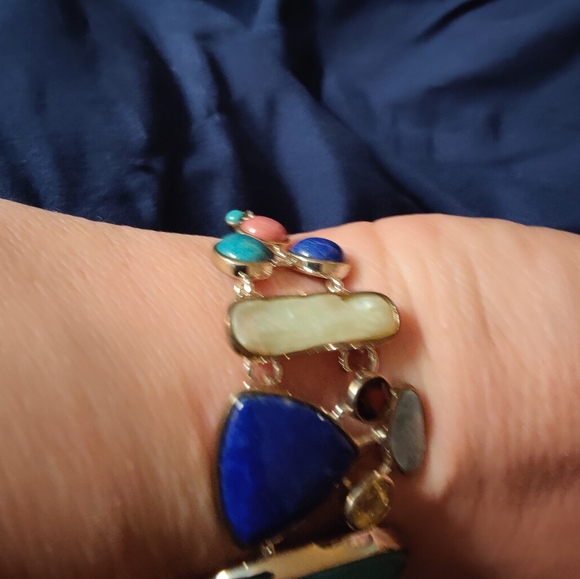 New Whitney Kelly Multi Gemstone Sterling Silver Bracelet